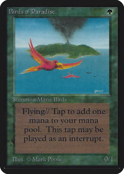 Birds of Paradise, the Magic: The Gathering card the site is named after, from Limited Edition Alpha
